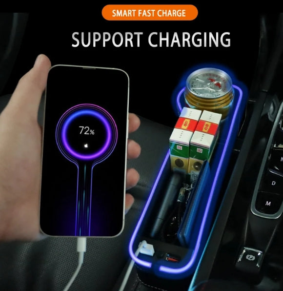 LED Car Seat Gap Organizer with USB Fast Charging