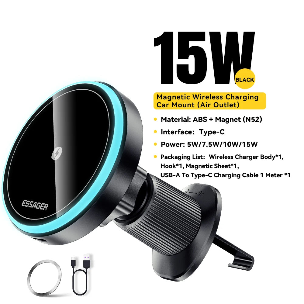 15W Magnetic Wireless Car Charger Mount