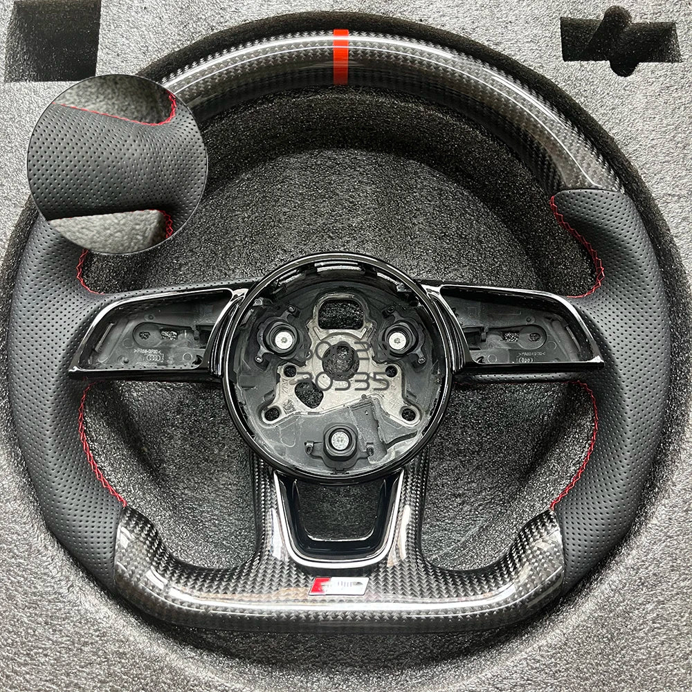 Real Carbon Fiber Steering Wheel, Suitable for Audi A3 8Y A4 B9 S3 S4 S5 A5 RS3 RS4, Can Be Equipped with Buttons /Customized