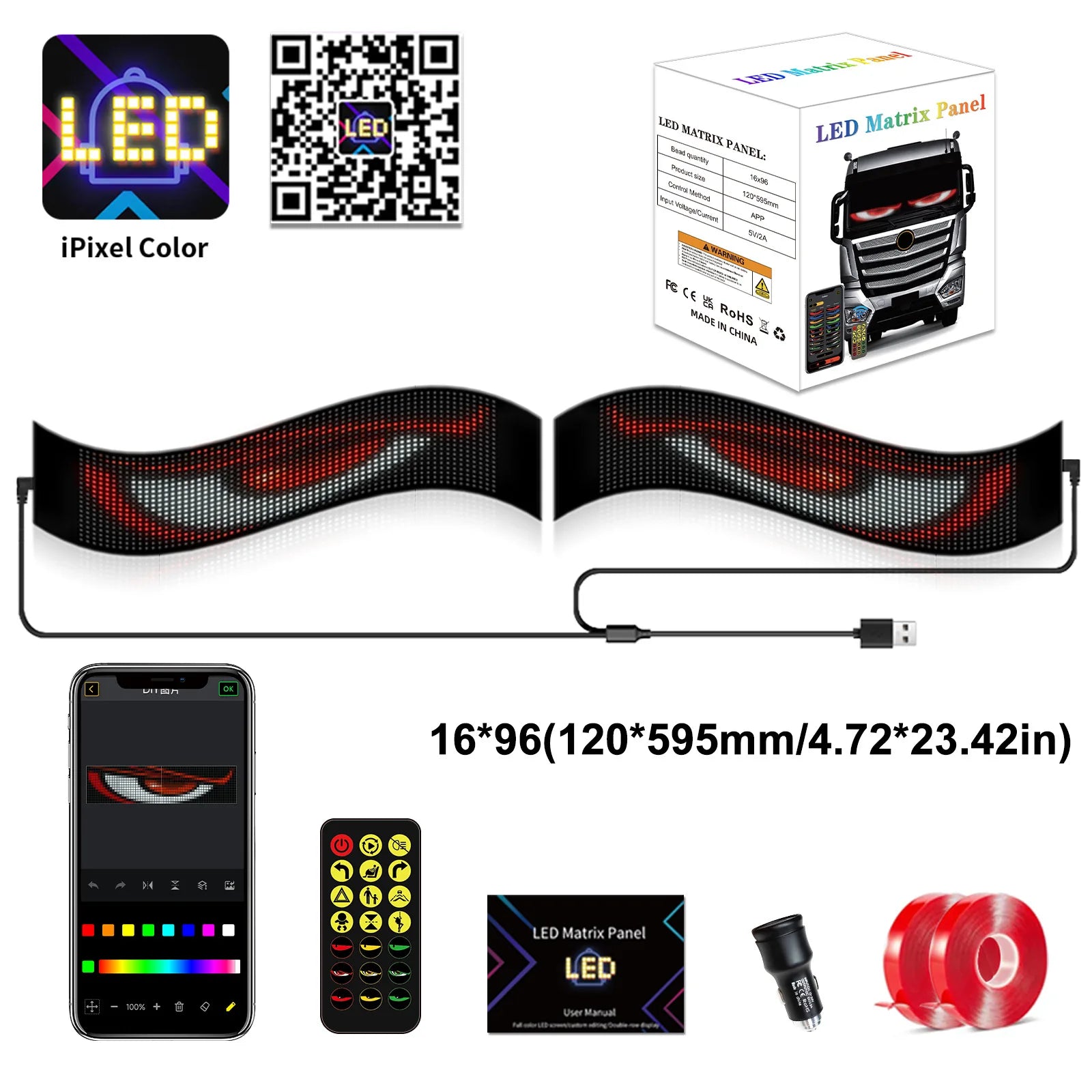 Bluetooth Flexible RGB LED Matrix Display
