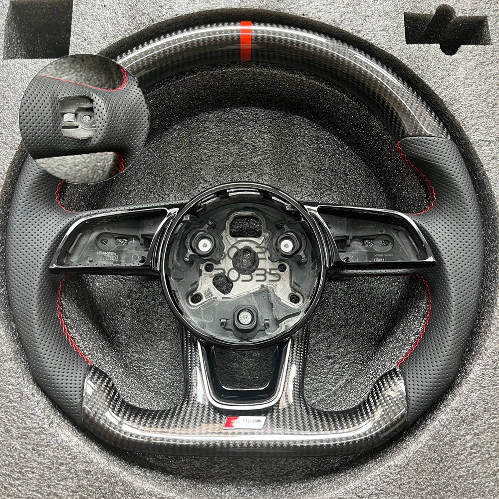 Real Carbon Fiber Steering Wheel, Suitable for Audi A3 8Y A4 B9 S3 S4 S5 A5 RS3 RS4, Can Be Equipped with Buttons /Customized