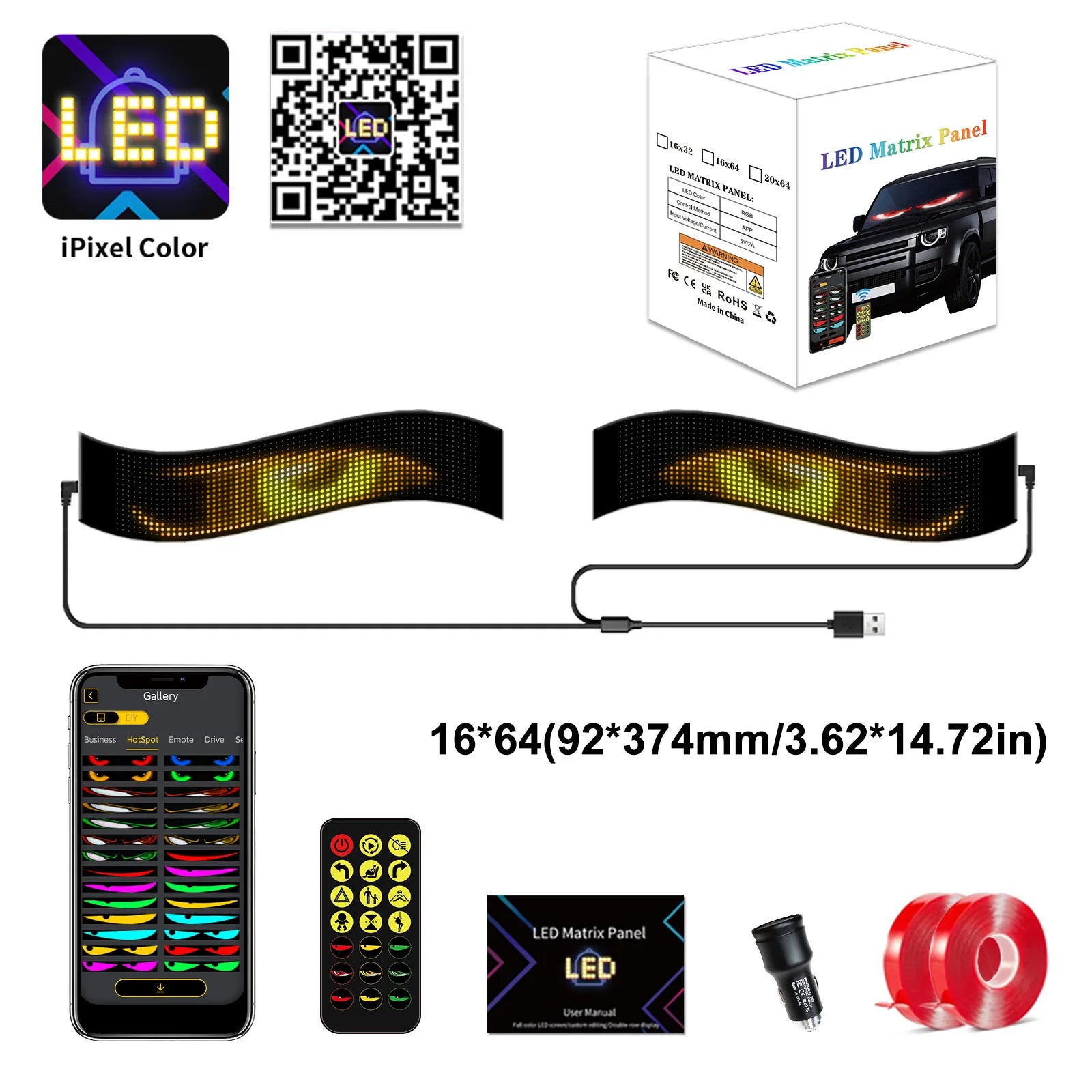 Bluetooth Flexible RGB LED Matrix Display