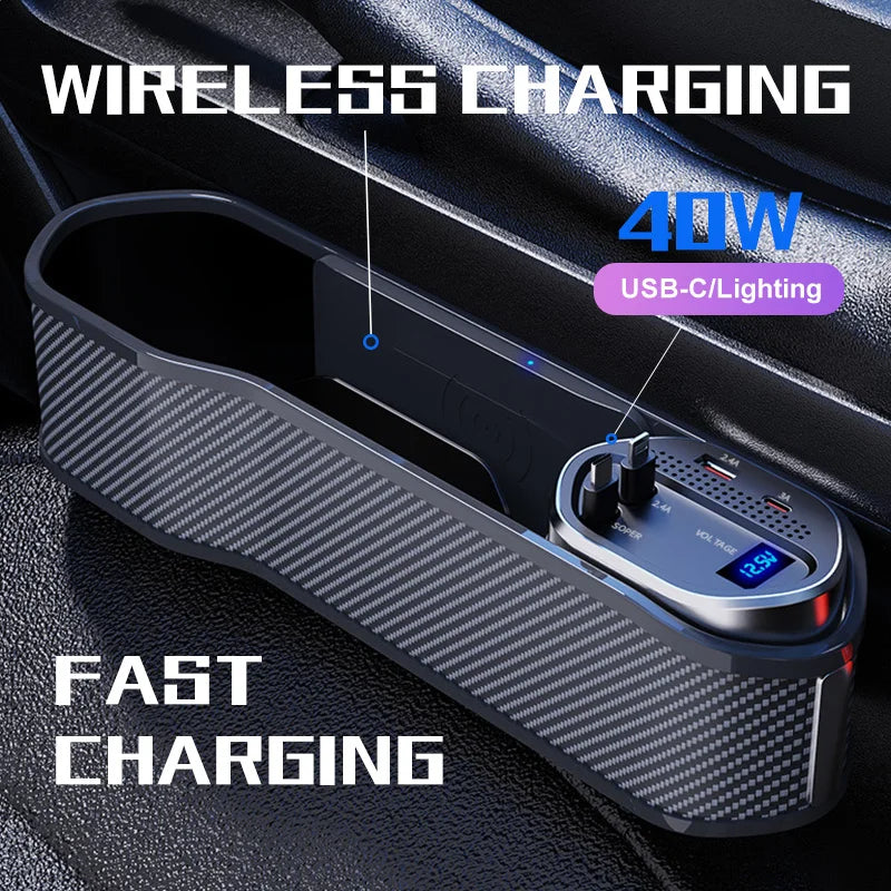 Car Seat Gap Organizer with Fast Charging