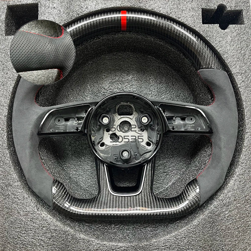 Real Carbon Fiber Steering Wheel, Suitable for Audi A3 8Y A4 B9 S3 S4 S5 A5 RS3 RS4, Can Be Equipped with Buttons /Customized