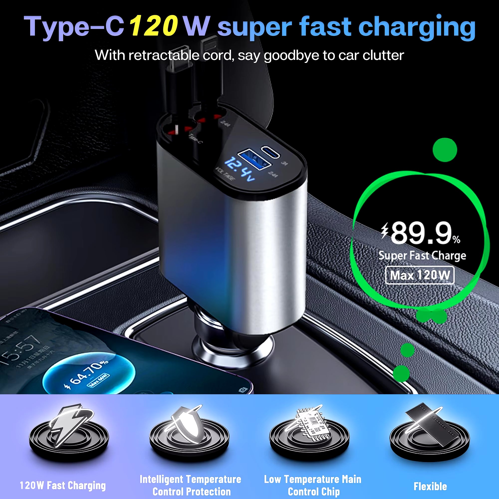4-in-1 Fast Charging Car Charger